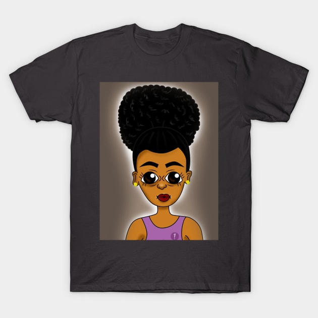 Cute black girl digital art T-Shirt by Spinkly Creations 